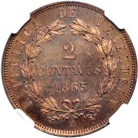 Venezuela. Essai 2 Centavos, 1863-E. NGC PF65 - 2