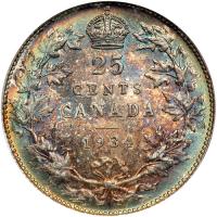 Canada. 25 Cents, 1934. NGC MS64 - 2