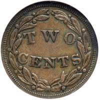 1836 Pattern Two Cents. Copper, Plain Edge. Judd-54. Pollock-57 Low Rarity 6. NGC PF45 - 2