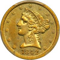 1842-D. Large Date. PCGS AU50