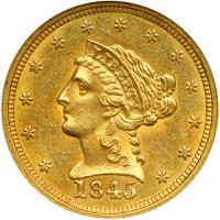 1845 $2.50 Liberty. NGC MS61