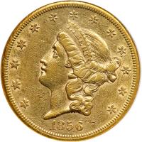 1856-S $20 Liberty. NGC AU53