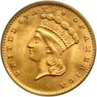 1874 $1 Gold Indian. PCGS MS64