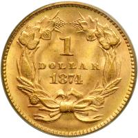 1874 $1 Gold Indian. PCGS MS64 - 2