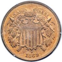 1869 Two Cents. PCGS MS65