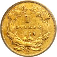 1857-C $1 Gold Indian. PCGS AU50 - 2