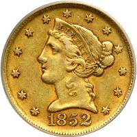 1852-D $5 Liberty. PCGS EF45