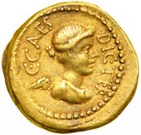 Julius Caesar, 49-44 BC. Gold Aureus (8.10g). Lifetime Issue, struck 45 BC. VF