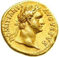 Domitian, AD 81-96 Gold Aureus (7.5g). Issued as Augustus, Rome AD 92-94. VF