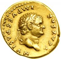 Titus, AD 79-81. Gold Aureus (7.0g). Struck as Caesar, Rome AD 76. VF