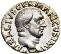 Vitellius, AD 69-69. Silver Denarius (3.4g). Mint of Rome. EF