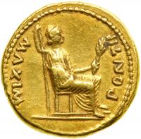 Tiberius, AD 14-37. Gold Aureus (7.7g). Mint of Lugdunum, AD 14-17. VF - 2