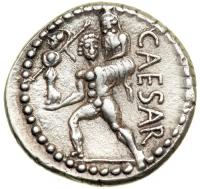 Julius Caesar. Silver Denarius (3.8g). Struck in North Africa, 47-46 BC. VF - 2