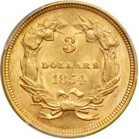 1854 $3 Gold. PCGS AU58 - 2