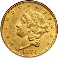 1873 $20 Liberty. Open 3. NGC MS61