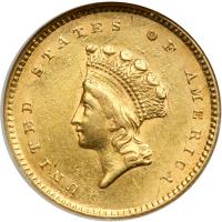 1854 $1 Gold Indian. NGC MS61