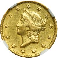 1851-C $1 Gold Liberty. NGC AU58