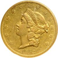 1852-O $20 Liberty. NGC AU50