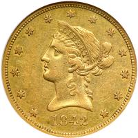 1842-O $10 Liberty. NGC AU50