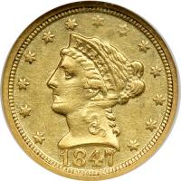 1847-O $2.50 Liberty. NGC AU55