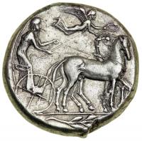 Sicily, Syracuse, 466-405 BC. Second Democracy. Silver Tetradrachm (17.42g. EF - 2