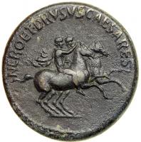Nero and Drusus Caesar, sons of Germanicus. Bronze Dupondius (16.01g). VF