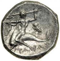 Calabria, Tarentum/Taras, 272-240 BC. Silver Stater (6.72g). EF - 2