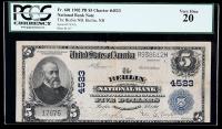 1902, $5 National Bank Note. The Berlin NB, Berlin, NH. Ch. #4523. PCGS Very Fine 20. Fr-601. KL-1158.