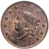 1820 N-13 R1 Large Date PCGS graded MS64 Red & Brown