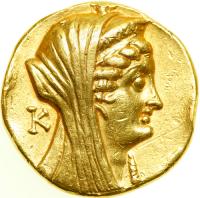 Ptolemaic Kingdom. Arsinöe II, wife of Ptolemy II. Died 270 BC. Gold Octadrachm. Alexandria, under Ptolemy VI-VIII. VF