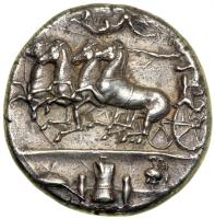 Sicily, Syracuse. Dionysios I. 405-367 B.C. Silver Dekaadrachm (42.93 g). Ca. 405-400 B.C. VF - 2