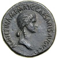 Agrippina I. Died AD 33. Bronze Sestertius (24.7g). Rome, under Caligula, AD 37-41. VF