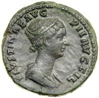 Faustina II. Augusta, AD 147-175. Bronze Sestertius (26.3g). Rome, under Antoninus Pius, ca. AD 147-150. VF