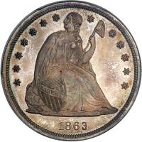 1863 Liberty Seated Dollar. PCGS PF65