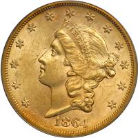 1864-S $20 Liberty. PCGS MS62