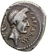 Julius Caesar. Dictator 49 BC-44 BC. Silver Denarius (3.56g), minted at Rome, Jan.-Feb. 44 BC. VF