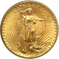 1908 $20 St. Gaudens. No motto. PCGS MS65