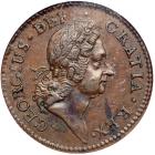 1722 Wood's Hibernia Halfpenny with Harp Left Martin 4.3-Bc.1 Rarity-4 NGC graded AU50