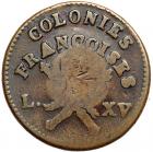 1767-A French Colonies Copper Sou Breen-701 with "RF" counterstamp Fine-15 - 2