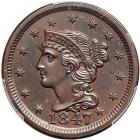 1847 N-22 R3+ PCGS graded MS62 Brown, CAC approved