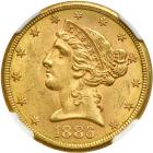 1886-S $5 Gold Coins. NGC MS62