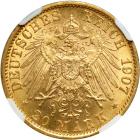 German States - Prussia. 20 Marks, 1907-A. NGC MS63 - 2