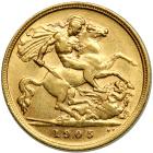 Great Britain. Half Sovereign, 1905. VF - 2