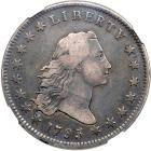 1795 Flowing Hair Dollar. 2 leaves beneath each wing. NGC VF35