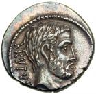 Q. Servilius Caepio Brutus, moneyer. Silver Denarius (4.2g), 54 BC. VF - 2