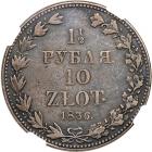 Poland. 1½ Rubles - 10 Zlotych, 1836-MW. NGC VF - 2