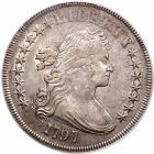 1797 Draped Bust Dollar. 9 stars left, 7 right, large letters. PCGS AU50