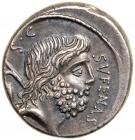 M. Nonius Sufenas, moneyer, 57 BC. Silver Denarius (4.0g). EF