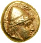 Lesbos, Mytilene. Electrum Hekte (2.5g), ca. 377-326 BC.. EF