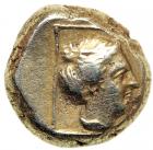 Lesbos, Mytilene. Electrum Hekte (2.6g), ca. 377-326 BC.. VF